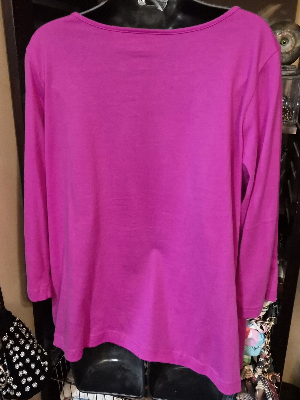 Bob Mackie Cheetah in the Moonlight Tee Size L Fuchsia - Picture 7 of 7